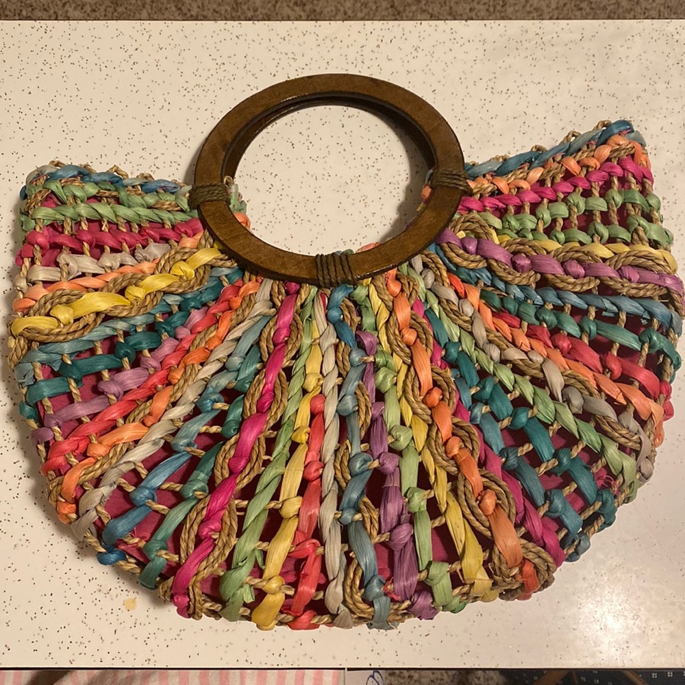 Cappelli Rainbow Straw Round Tote Purse / never been used